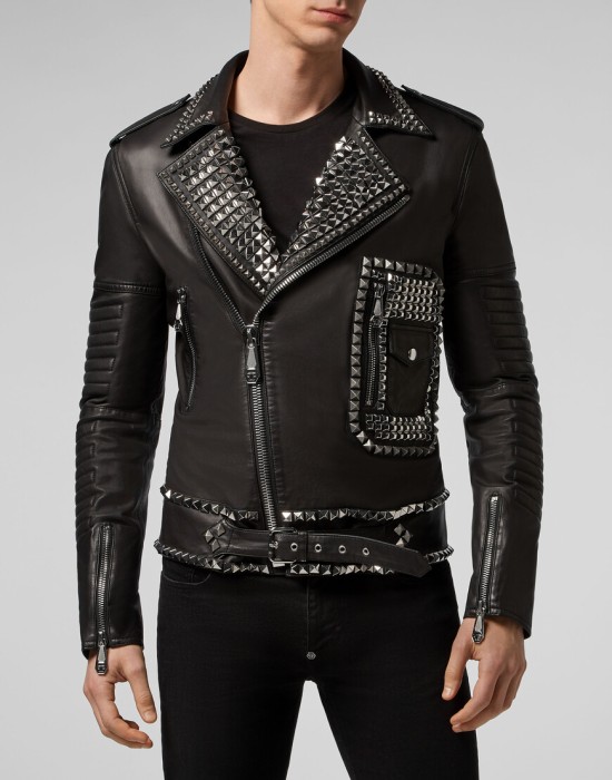 кожаная куртка  от бренда philipp plein вид слева