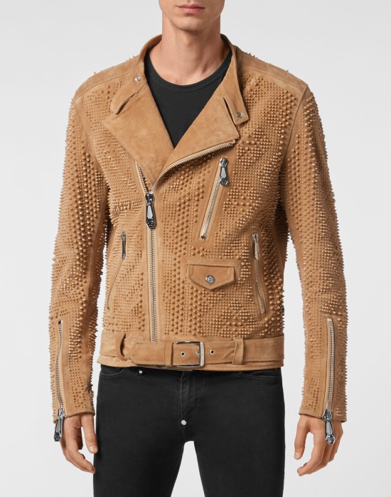 кожаная куртка  от бренда philipp plein вид слева