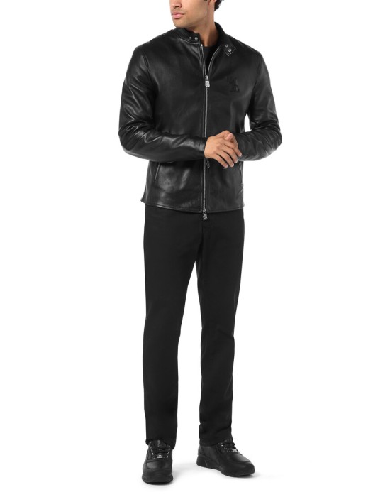 кожаная куртка  из италии вид сбоку