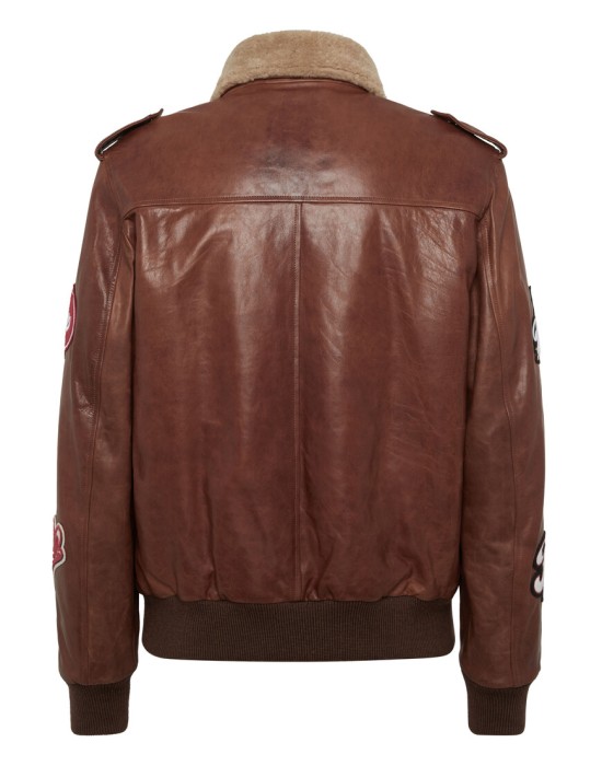 кожаная куртка  от бренда philipp plein вид слева