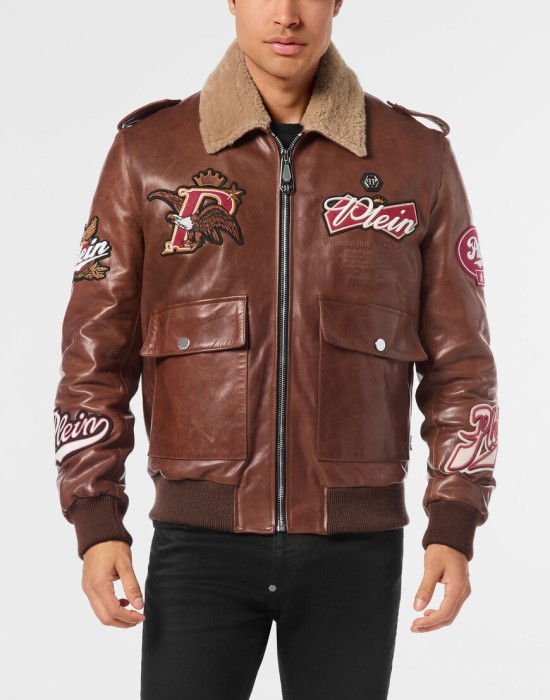 кожаная куртка  из америки вид сбоку