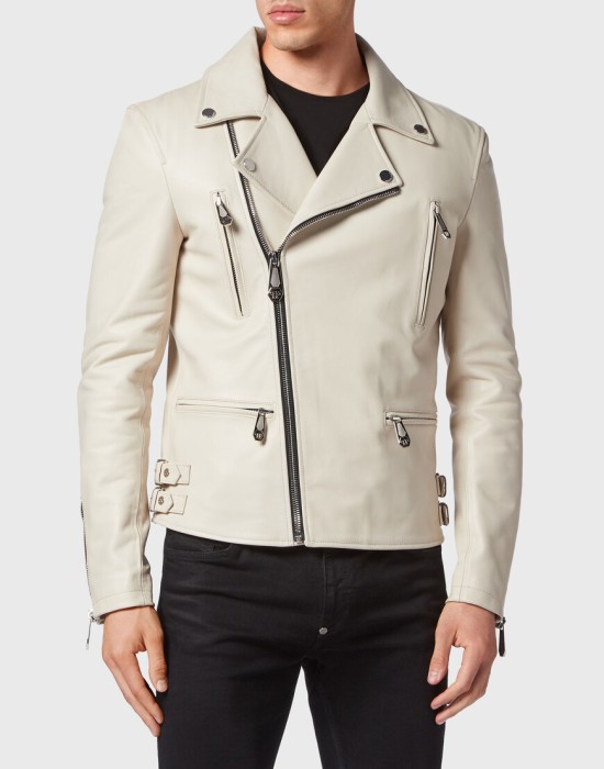 кожаная куртка  от бренда philipp plein вид слева