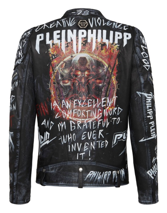 кожаная куртка  от бренда philipp plein вид слева