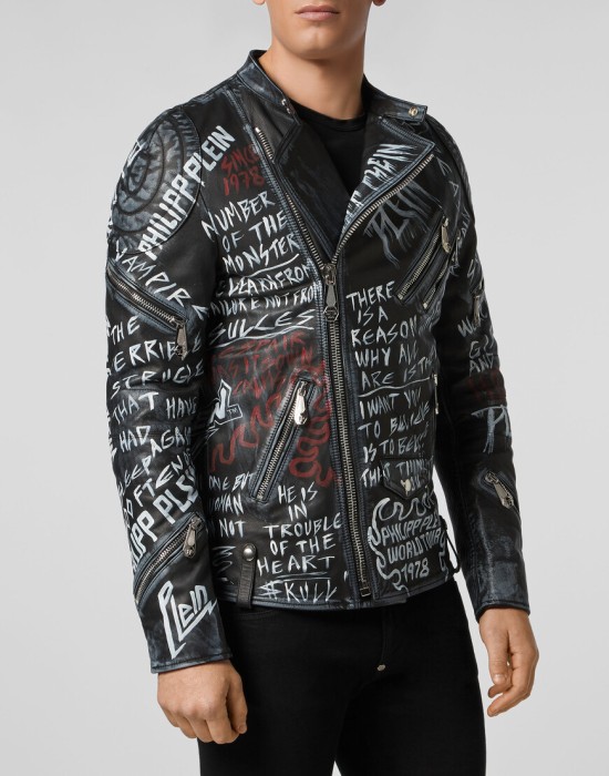 кожаная куртка  из америки вид сбоку