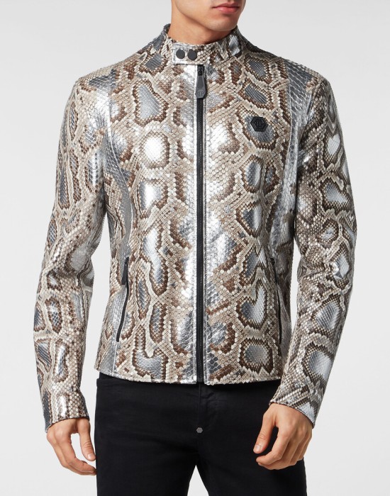 кожаная куртка  от бренда philipp plein вид слева