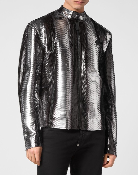 кожаная куртка  от бренда philipp plein вид слева