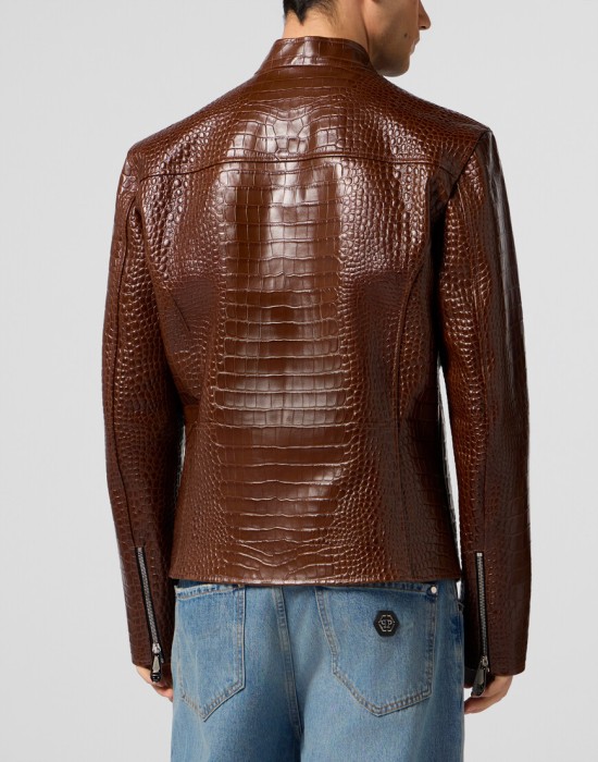 кожаная куртка  из америки вид сбоку