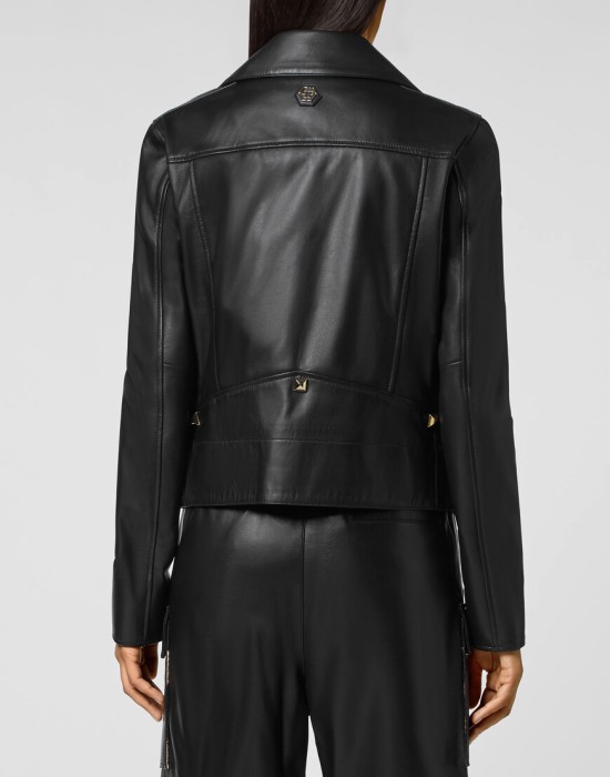 кожаная куртка  из америки вид сбоку