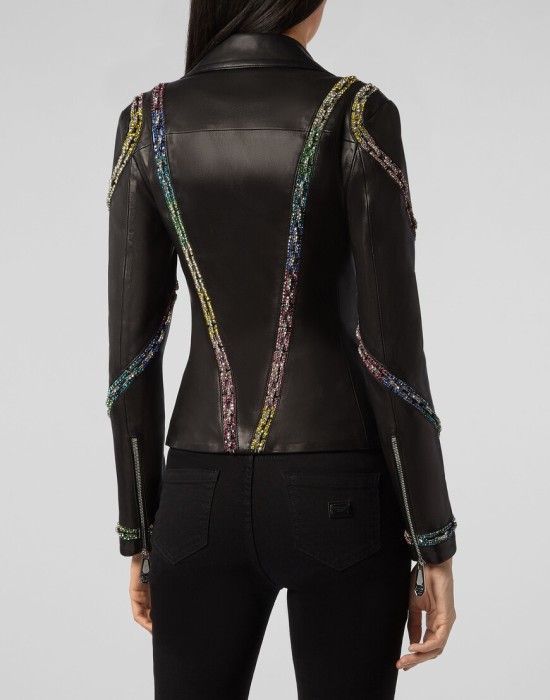 кожаная куртка  из америки вид сбоку