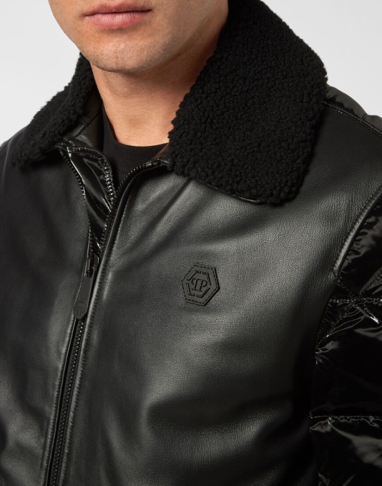 кожаная куртка  из америки вид сбоку