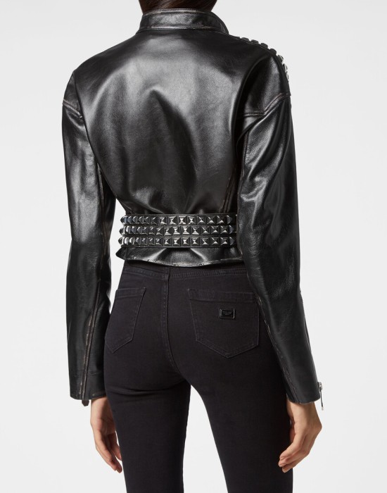 кожаная куртка  из америки вид сбоку