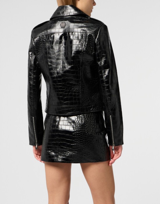 кожаная куртка  из америки вид сбоку