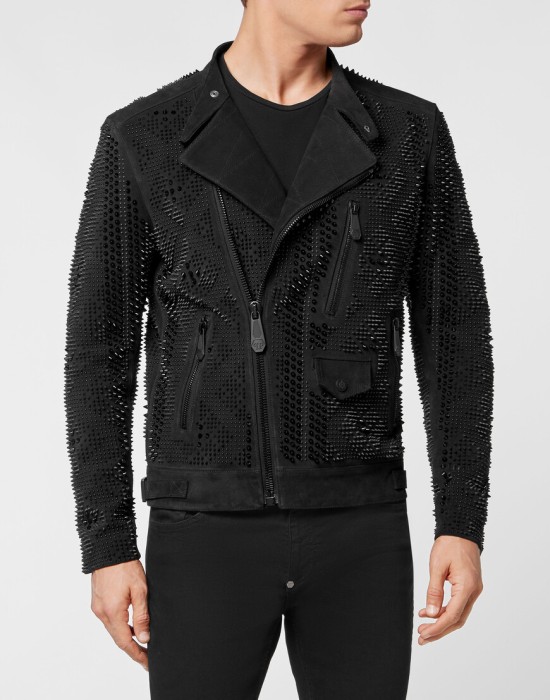 кожаная куртка  от бренда philipp plein вид слева