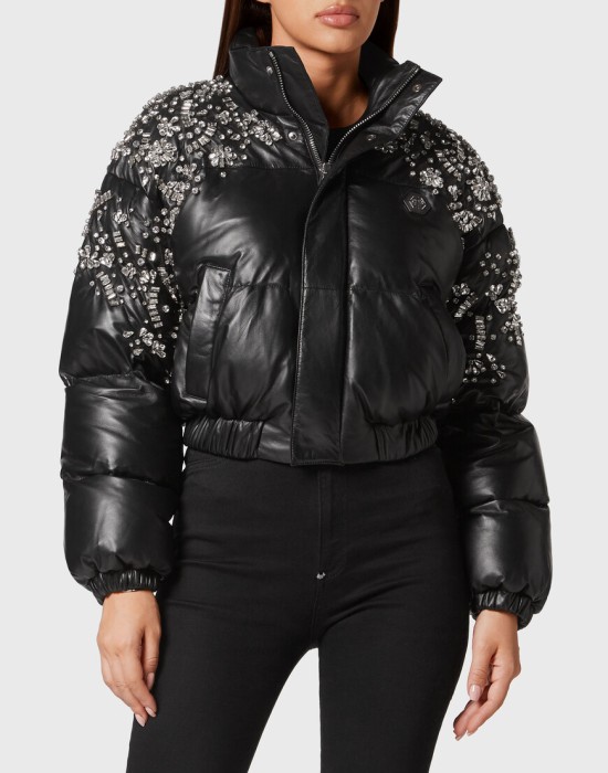 кожаная куртка  от бренда philipp plein вид слева