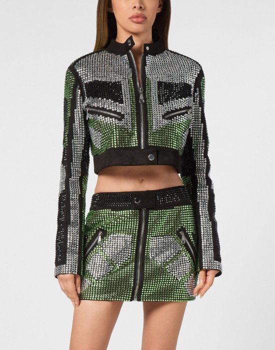 кожаная куртка  от бренда philipp plein вид слева
