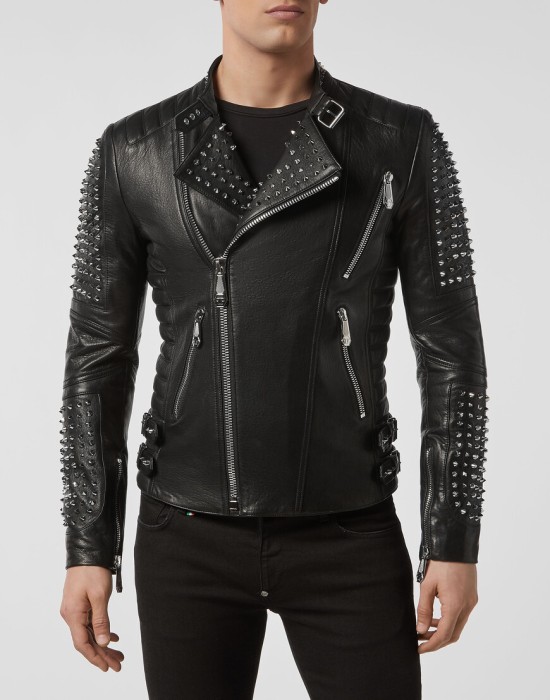 кожаная куртка  от бренда philipp plein вид слева