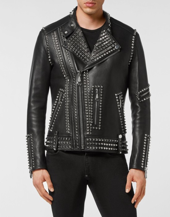 кожаная куртка  от бренда philipp plein вид слева