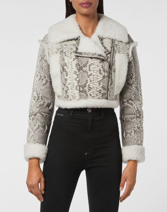 кожаная куртка  от бренда philipp plein вид слева