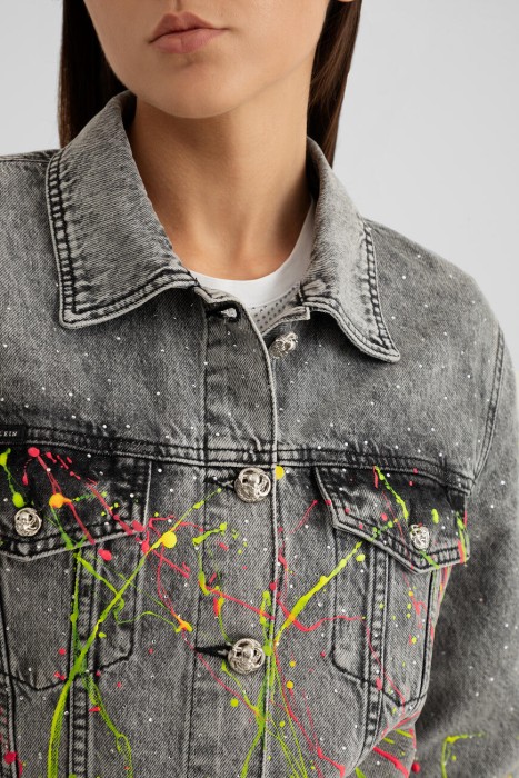 куртка  с цветным напылением серый/цветной из америки вид сбоку