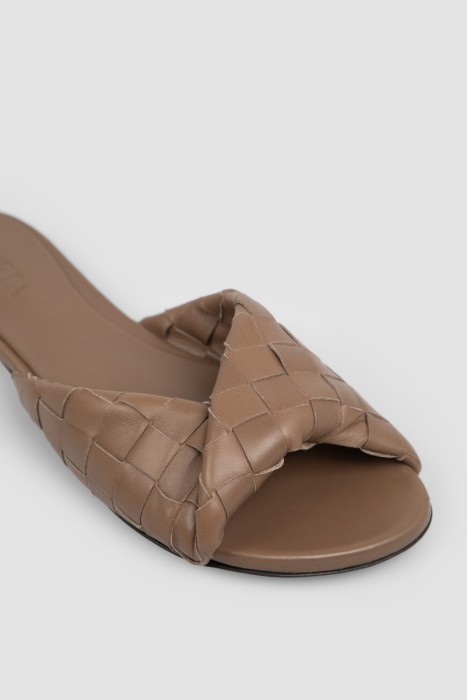 мюли  модель blink flat из льна спереди