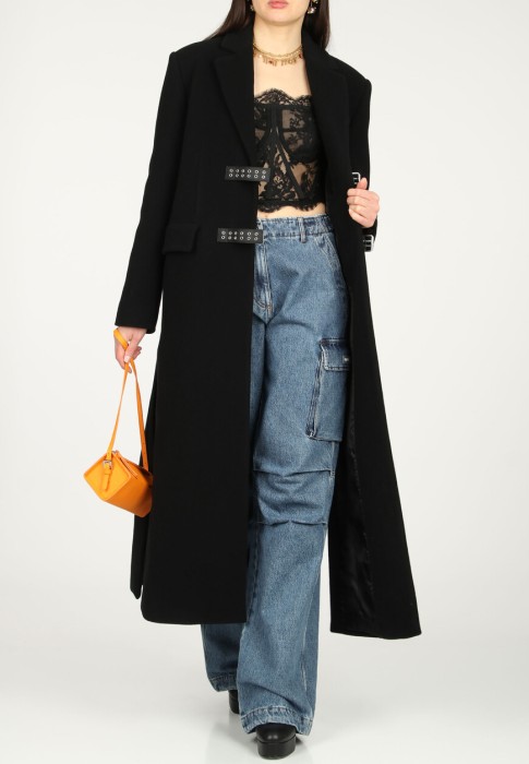 пальто от бренда moschino jeans вид слева