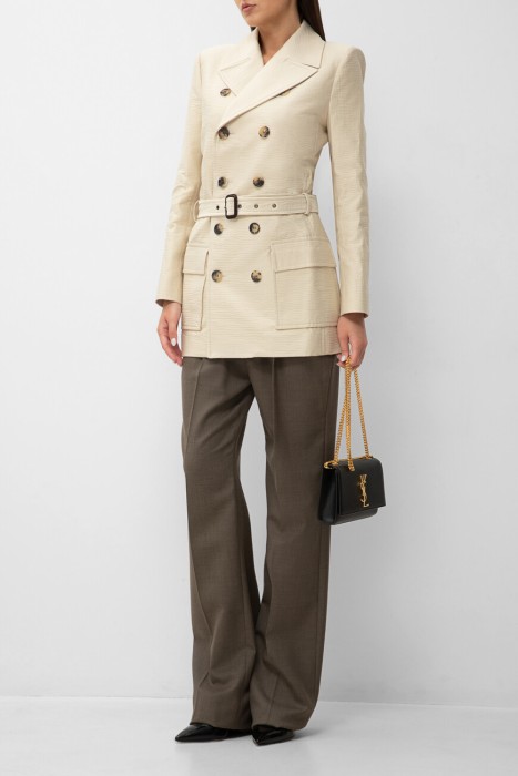 плащ  модель saharienne из хлопка спереди