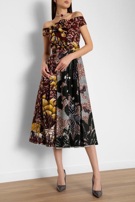 платье  с принтом fauna из хлопка спереди