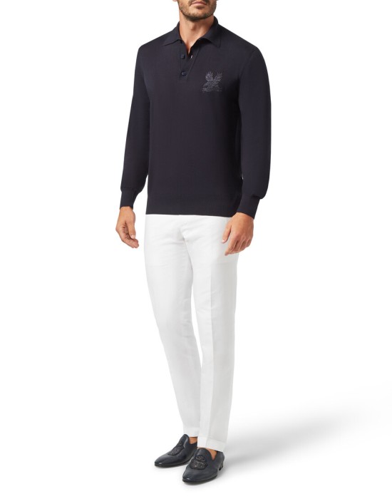 поло с длинным рукавом  из италии вид сбоку