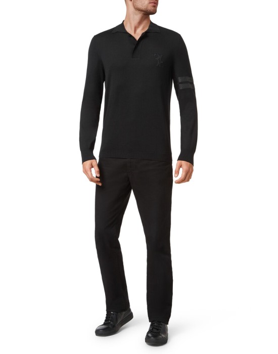 поло с длинным рукавом  из италии вид сбоку