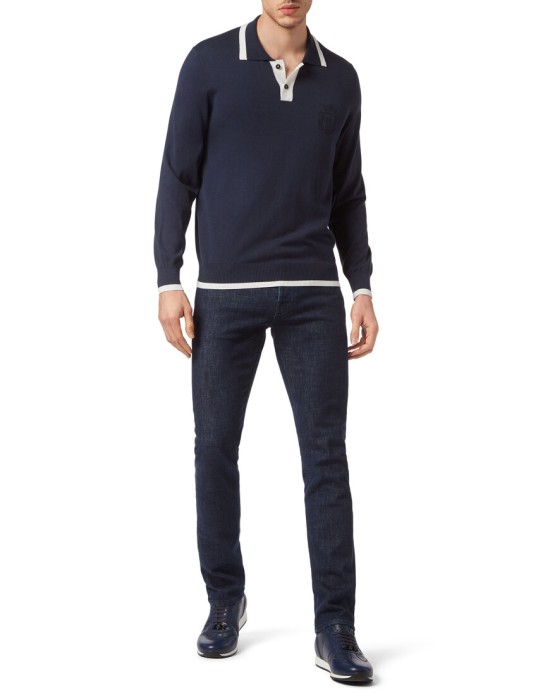 поло с длинным рукавом  из италии вид сбоку