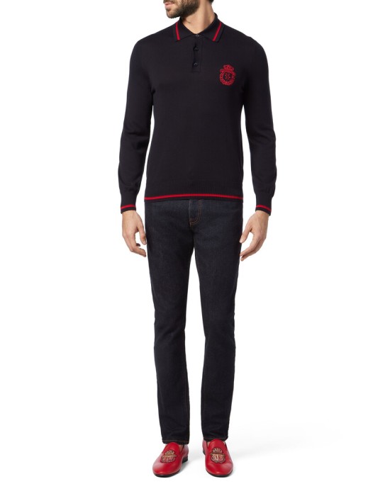 поло с длинным рукавом  из италии вид сбоку