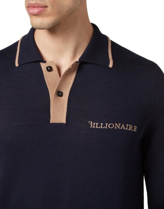 поло с длинным рукавом  из италии вид сбоку