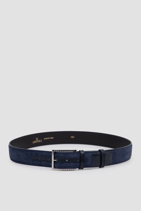 Товар с артикулом BELTS 492/40 PALLADIO-BLUE SUEDE/LIZARD вид сзади