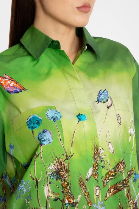 рубашка  с цветочным принтом из франции вид сбоку