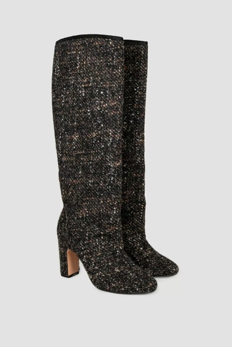 сапоги  из плотного фактурного твида от бренда kiton вид слева