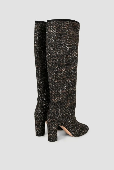 сапоги  из плотного фактурного твида из италии вид сбоку