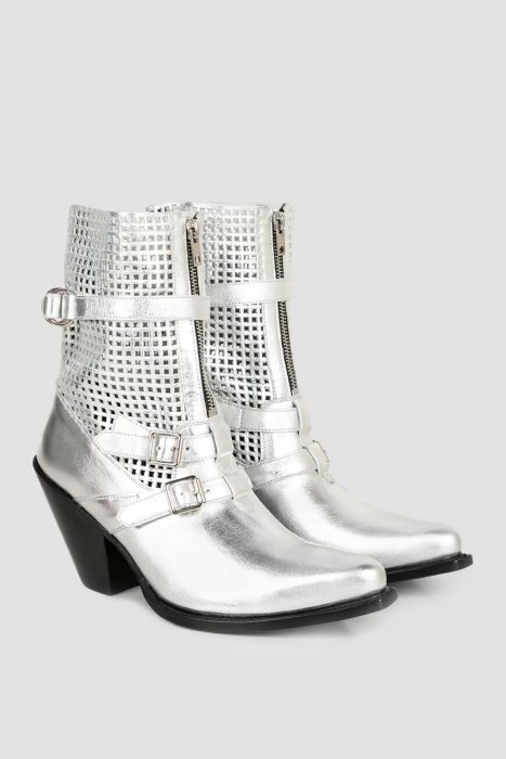 сапоги  с металлизированным эффектом от бренда celine вид слева