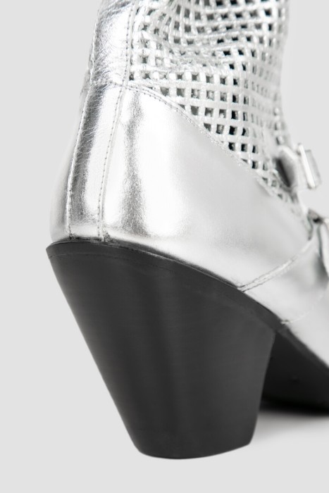 сапоги  с металлизированным эффектом из льна спереди