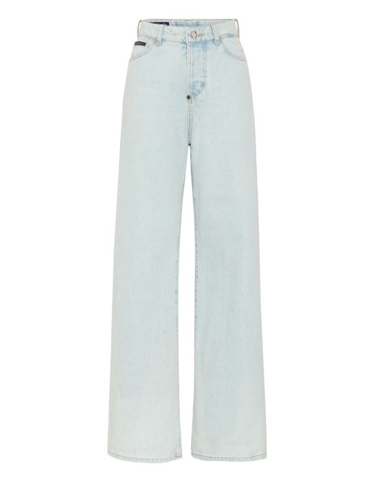 широкие джинсы  от бренда philipp plein вид слева