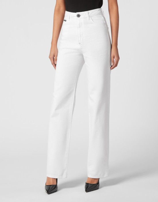 широкие джинсы  от бренда philipp plein вид слева