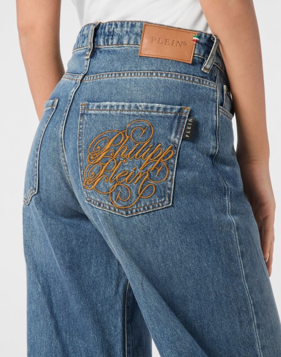 широкие джинсы  из проверенных материалов спереди