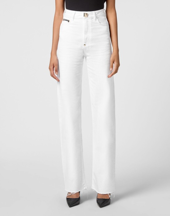 широкие джинсы  от бренда philipp plein вид слева