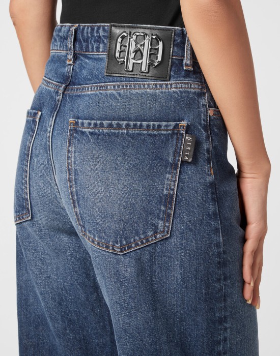 широкие джинсы  из проверенных материалов спереди