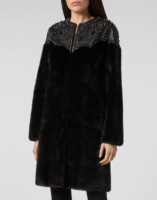 шуба  от бренда philipp plein вид слева