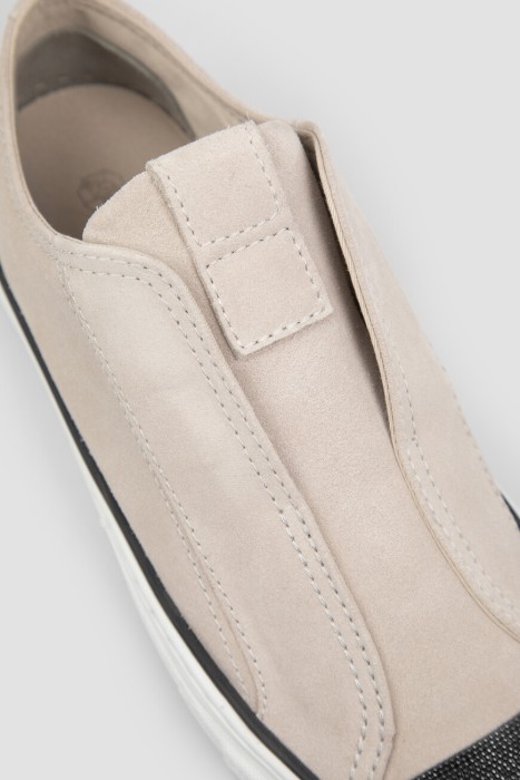 сникеры-слипоны  из замши спереди