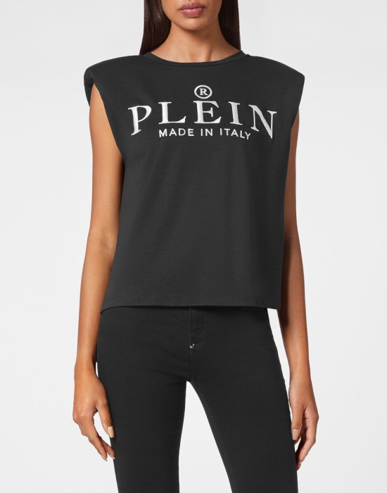 спортивный топ от бренда philipp plein вид слева