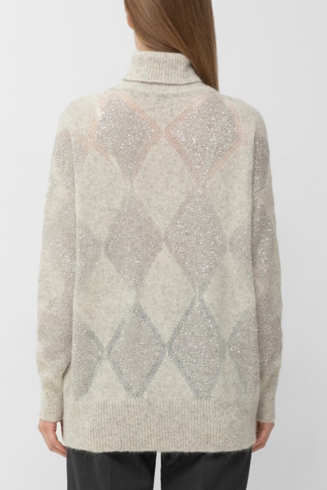 свитер  модель dazzling argyle от бренда brunello cucinelli вид слева