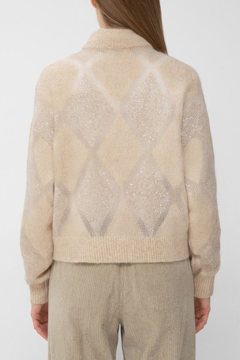 свитер  модель dazzling argyle от бренда brunello cucinelli вид слева