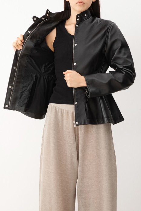 жакет  модель peplum из кожи спереди