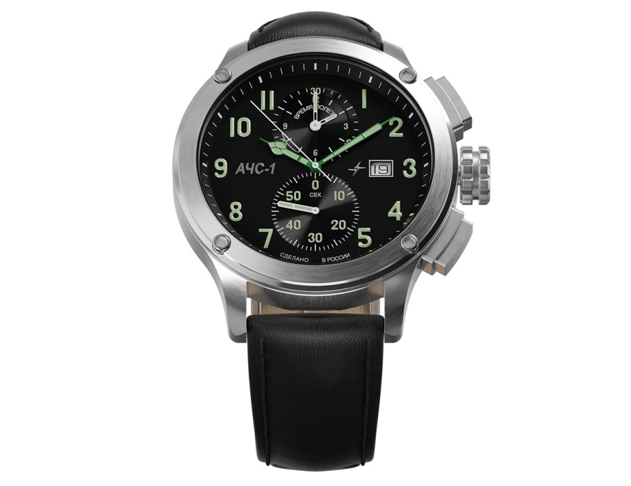 ачс-1 3520.d 44 мм кварц хронограф стальные матовые из россии вид сбоку